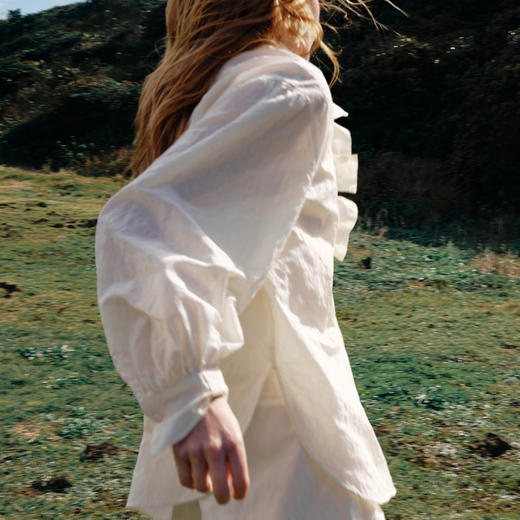 谜底爱心肌理衬衣长袖2026春季新品褶皱立领蝴蝶衬衫女261MC0254 商品图1