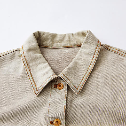 谜底牛仔连衣裙短袖2026春季新品做旧水洗H型拼接亲肤女261ML0044 商品图3