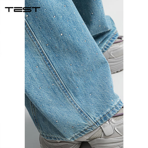 春上新满天星烫钻宽松遮肉显腿长阔腿牛仔裤3261002 商品图3