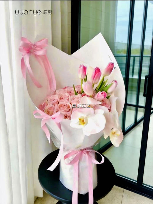 【浪漫温柔告白】粉玫瑰郁金香混搭花束 商品图0