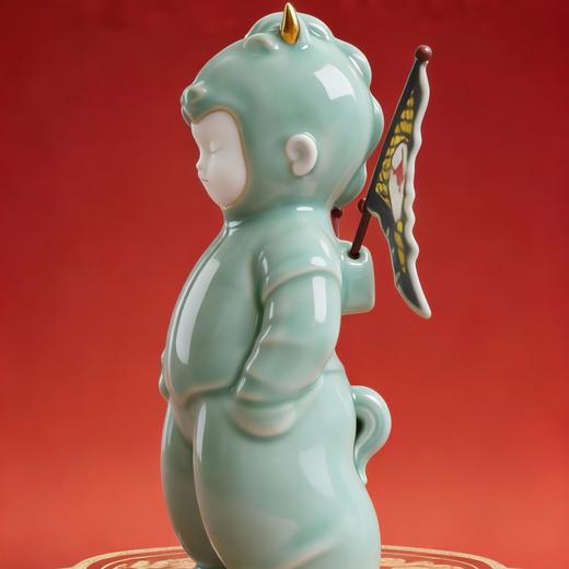 【旗开得胜】青瓷马公仔非遗传承手工马年生肖摆件 开业贺礼乔迁礼品 家居茶室装饰 商品图2