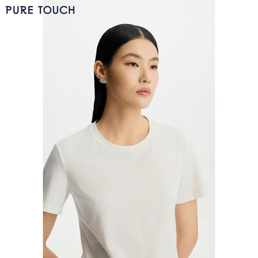 商场同款PURE TOUCH女装26春夏新款短袖T恤圆领宽松半袖上衣白色 商品图4