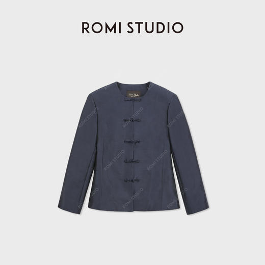 ROMI STUDIO羊毛桑蚕丝混纺手工丝绒盘扣新中式外套 RWDSWG2324 商品图4
