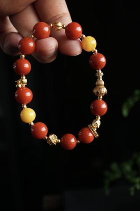 【宫里上新】代代有福 设计款新年满肉柿子红南红手串 JY