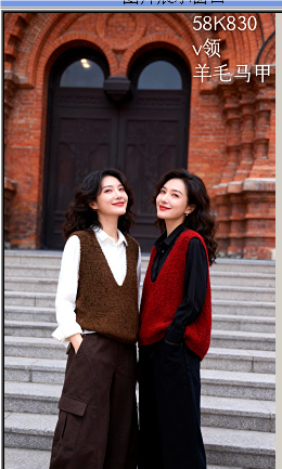 58K830春上新  V领羊毛马甲