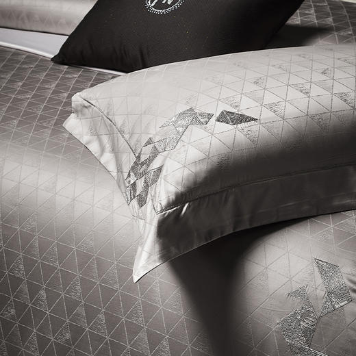 140支长绒棉染色提花四件套-弗萨（浅灰） 商品图1