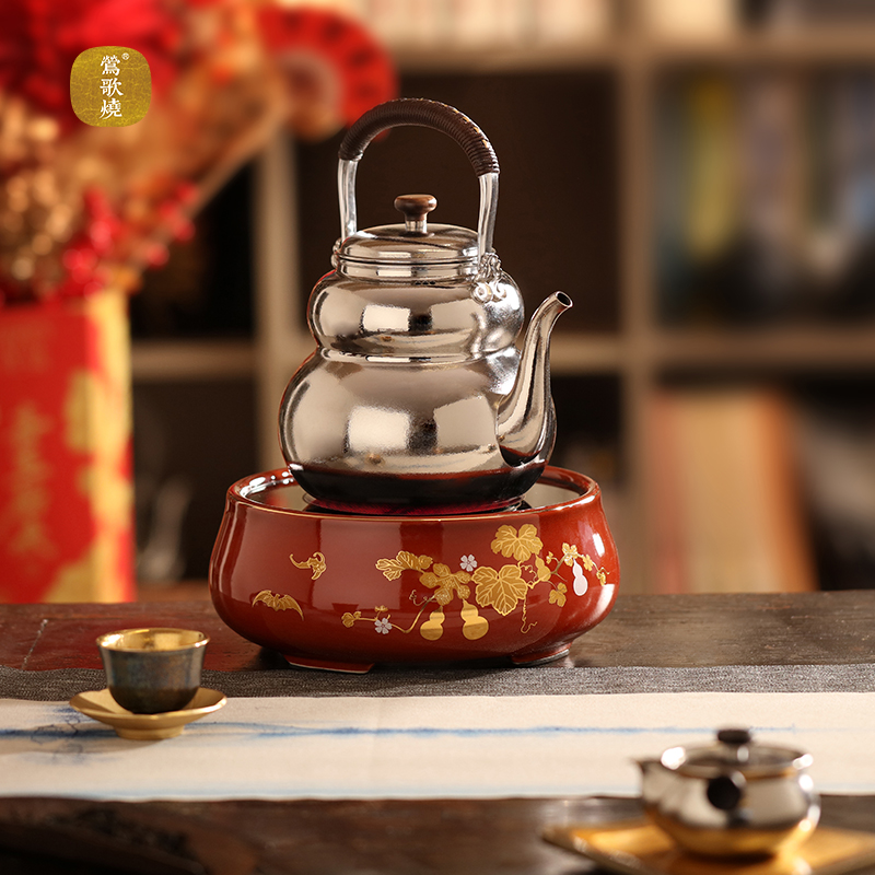 【莺歌烧旗舰店】朱地葫芦纹福禄礼赠套装