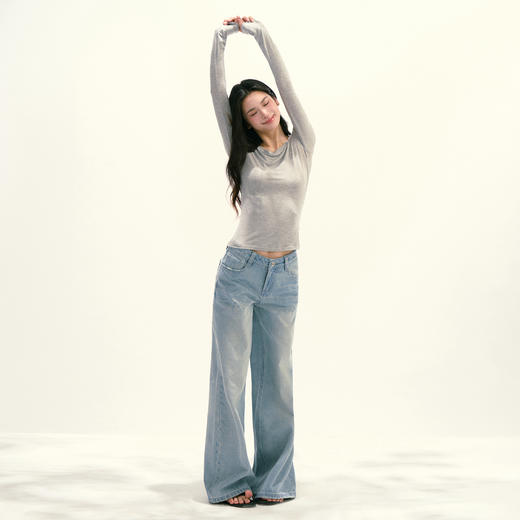 Ariseism 美式复古基础修身长袖T恤女春季新款修身上衣 商品图3