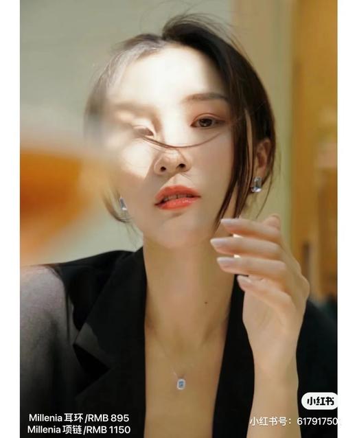 F020516跳动的Millenia方糖套装项链耳钉两件套 商品图4