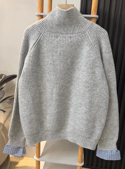F020548自带温柔的肌理感灰色立领针织开衫 商品图13