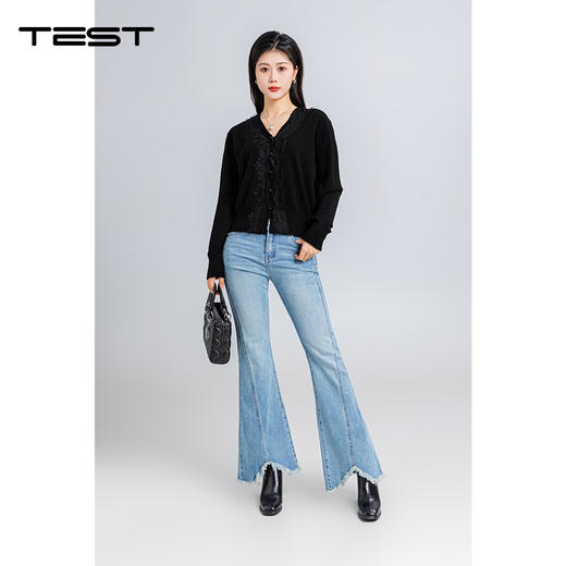 春上新高腰显瘦显腿长毛边微喇牛仔裤3261006 商品图1