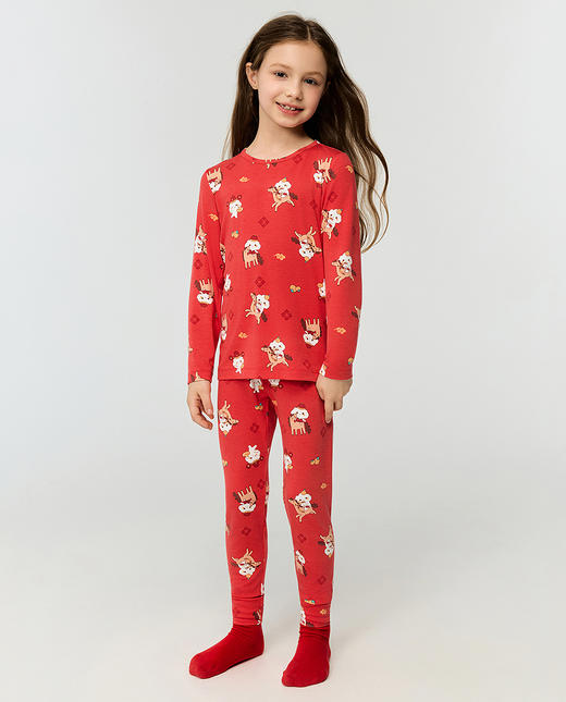 【5F】爱慕儿童奶皮鸿运阿慕暖衣套装 AK374J781 商品图2