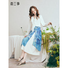 两三事 海风絮语 2026春季新款小清新印花双层裙摆系带a字半身裙
