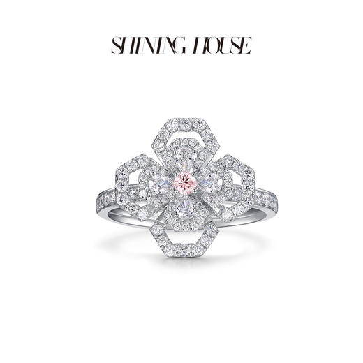 lucky·永恒之环系列ShiningHouse[培育] 18k金钻石戒指 粉钻圆钻形人工真钻人造钻石K金戒指时尚钻石女戒悦己送礼臻选【此商品不支持7天无理由退货退款】预计3日发货 商品图1