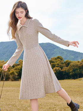 【百图lulu定制】【美术生连衣裙】 法式气质针织连衣裙