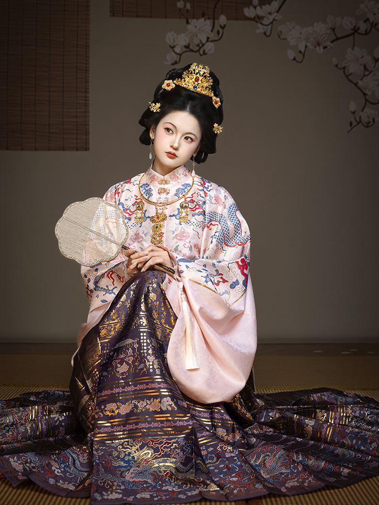 【重回汉唐揽明月】原创竖领对襟袄马面裙套装红色明制汉服女款