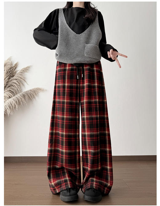 宽松休闲双拼格子阔腿裤-纪念日百货门店同款169795443 商品图3