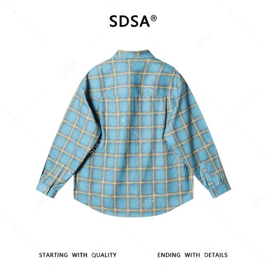 SDSA男装2026新款高贵轻奢韩版休闲撞色格纹格子长袖衬衫百搭休闲 商品图5