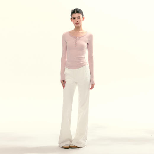 Ariseism 美式复古绒感亨利领长袖t恤女春季新款修身上衣 商品图2