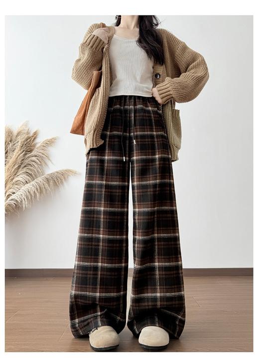 宽松休闲双拼格子阔腿裤-纪念日百货门店同款169795443 商品图0