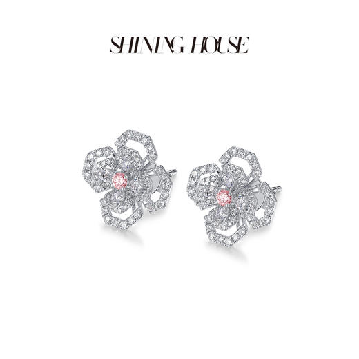 lucky·永恒之环系列 ShiningHouse[培育] 18k金钻石耳饰 粉钻 圆钻形人工真钻人造钻石K金耳饰时尚钻石耳饰悦己送礼臻选【此商品不支持7天无理由退货退款】预计3日发货 商品图2