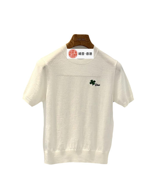 女款四叶草刺绣短袖针织衫ba010 商品图0