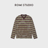 ROMI STUDIO“美式复古”棉质舒适条纹撞色V领长袖T恤 RWDSSD1751 商品缩略图0
