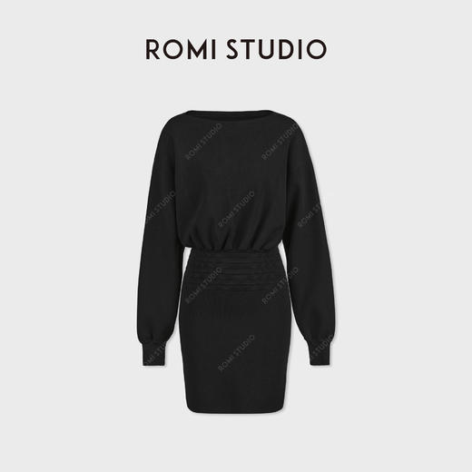 ROMI STUDIO“ 法式赫本”伊力特多层收褶弹力毛织连衣裙RWCWLG7434 商品图2