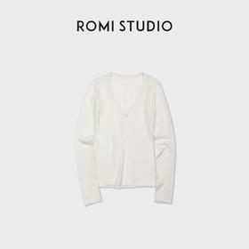 ROMI STUDIO“法式温柔”羊毛混纺细腻轻薄深V毛织上衣RWDSS92140