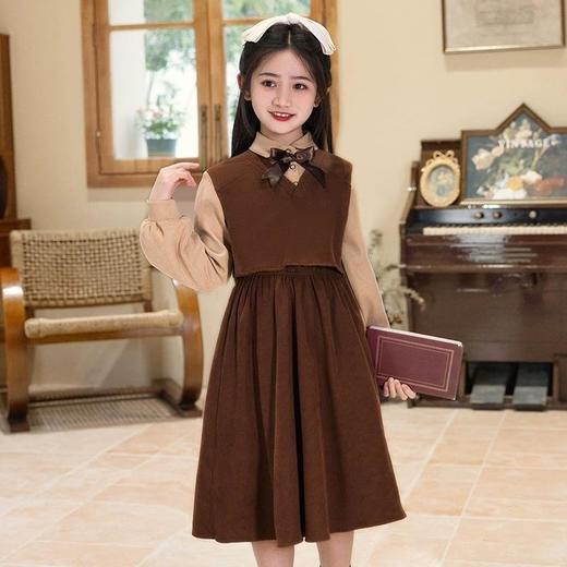 中大童女孩春秋季新款时髦学院风POLO领假两件连衣裙休闲秋装裙子 商品图4