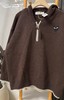 F020546慵懒松弛感咖色连帽半拉链针织衫 商品缩略图10