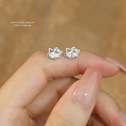 【冰雪小猫】S999纯银轻奢小猫耳钉【YXS-E5781】 商品图1
