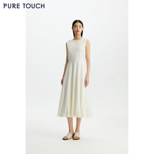 商场同款PURE TOUCH女26春夏新款无袖连衣裙收腰A字摆伞裙中长裙 商品图3