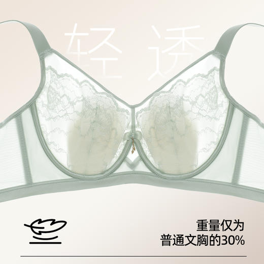 【B杯专研】熳洁儿 兔耳杯大胸显小内衣超薄透气性感蕾丝软钢圈聚拢防下垂26261521 商品图3