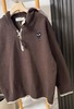F020546慵懒松弛感咖色连帽半拉链针织衫 商品缩略图8