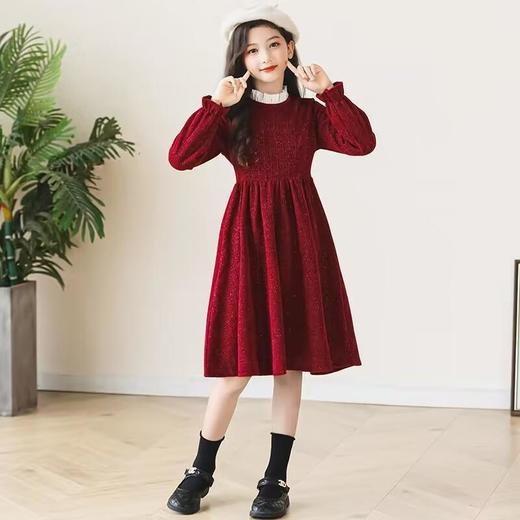 女童连衣裙秋装拜年服中大童过年衣服洋气女孩春季红色新年装裙子 商品图1