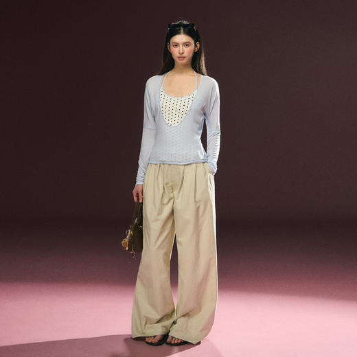 Ariseism 美式复古波点假两件长袖T恤女春季新款修身上衣 商品图3