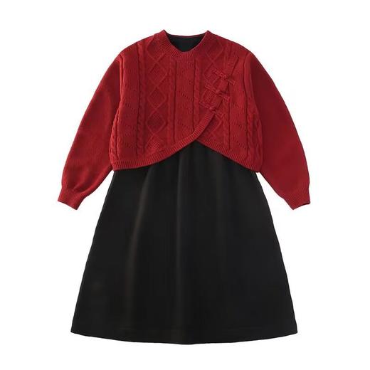 女童针织套装秋冬新款洋气时髦冬装儿童冬季红色国风圣诞新年童装 商品图4