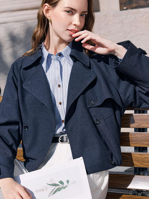 【百图lulu定制】【军工风衣】 百图时尚  百搭短款   风衣外套  休闲夹克 商品图1