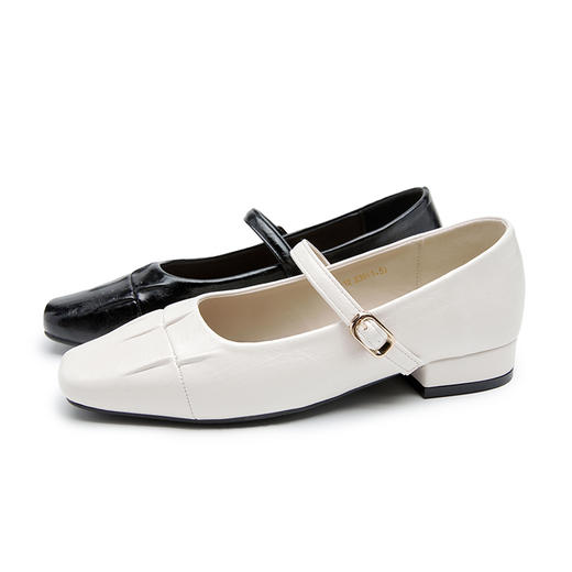 【限时秒杀】西遇浅口玛丽珍女鞋2026新款春季法式简约方头通勤一字带低跟鞋子V0166248 商品图4