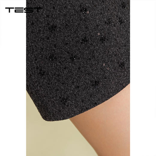 春上新修身显瘦时尚简约高级感羊毛A字包臀裙 3261001 商品图7