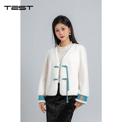 春上新温柔风白色仿水貂绒绒外套2261018 商品图0