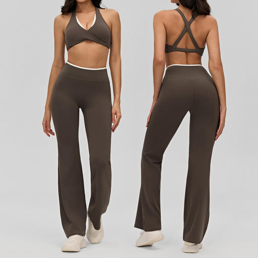 YOGACODE【火树银花系列】撞色裸感瑜伽喇叭裤女宽松高腰休闲微喇阔腿裤DWE516187 商品图1