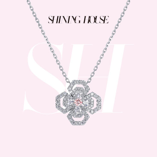 lucky·永恒之环系列ShiningHouse[培育] 18k金钻石项链 粉钻 人工真钻人造钻石K金项链可调节时尚钻石项链【此商品不支持7天无理由退货退款】预计3日发货 商品图0