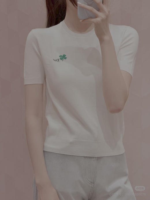女款四叶草刺绣短袖针织衫ba010 商品图3