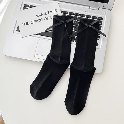 基础-简约侧边蝴蝶结纯色女袜-纪念日百货门店同款170093158 商品图4