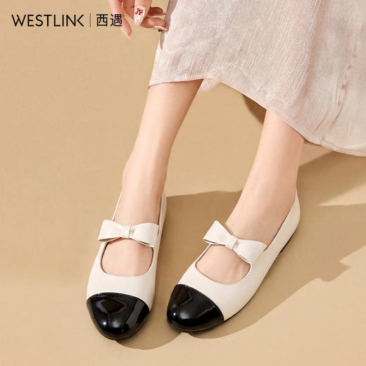 西遇浅口玛丽珍鞋女鞋2026新款春季复古小香风内增高蝴蝶结单鞋V0166283 商品图1