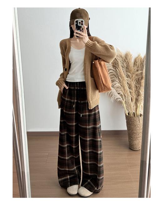 宽松休闲双拼格子阔腿裤-纪念日百货门店同款169795443 商品图1