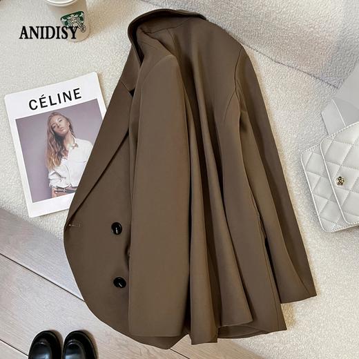 2026春装时尚翻领长袖双排扣西装外套 商品图1