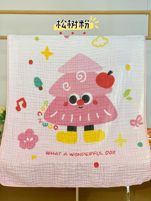 松植屋全棉A类母婴级高密绉纱毯子婴儿浴巾纯棉纱布宝宝新生儿童吸水巾 商品图3